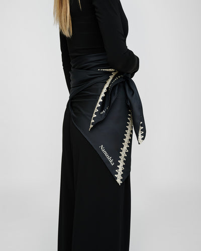 Miani - Silk Scarf - Origami Black