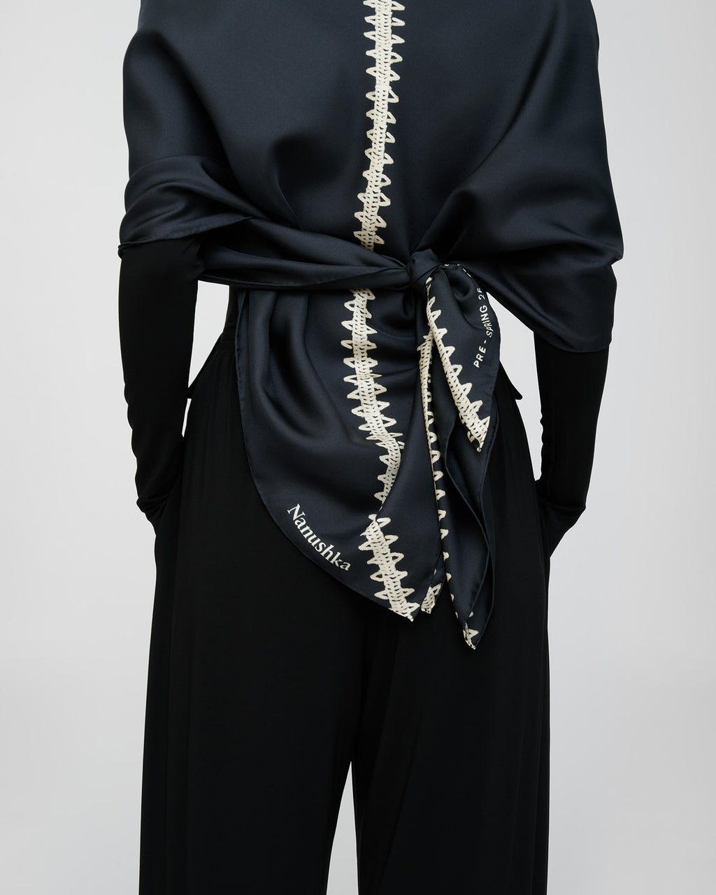 Miani - Silk Scarf - Origami Black