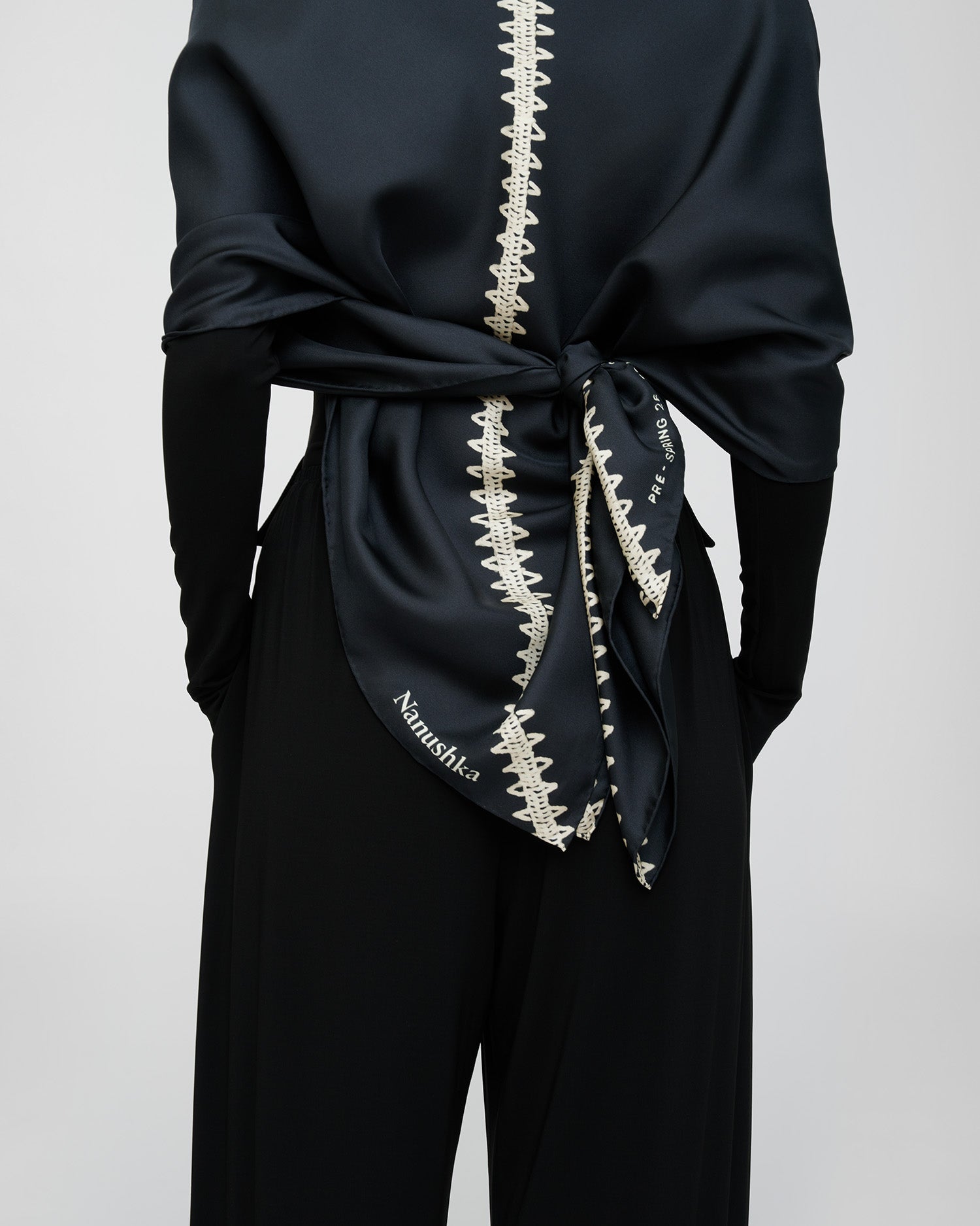 Miani - Silk Scarf - Origami Black