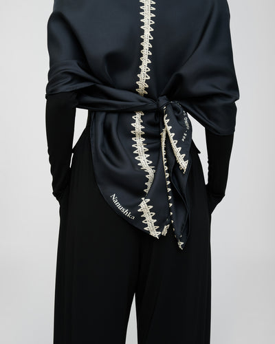 Miani - Silk Scarf - Origami Black