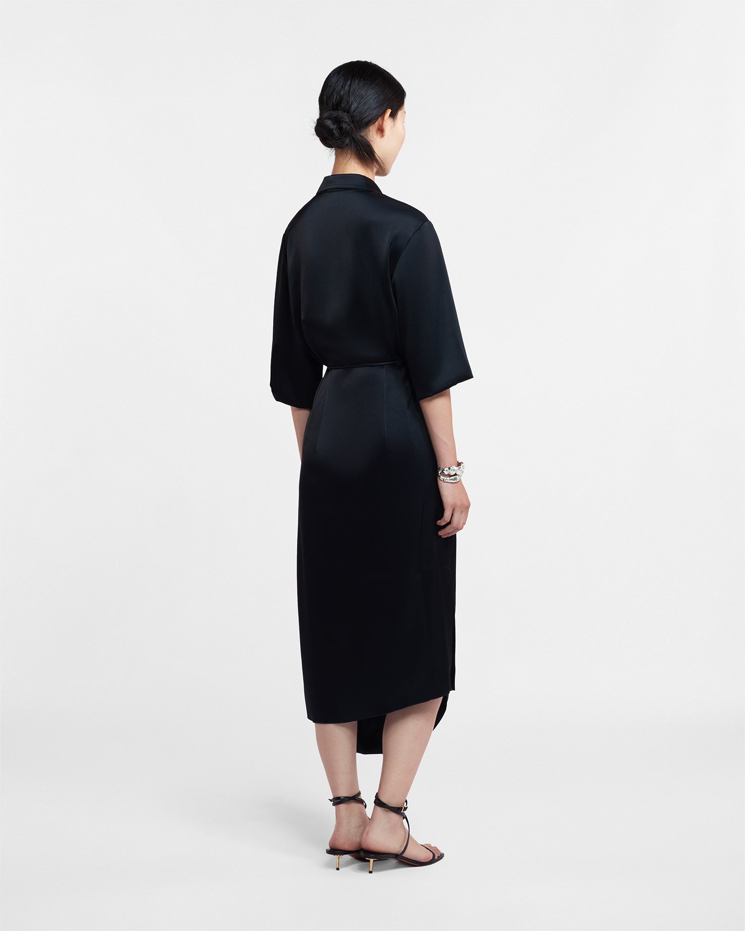 Draped front shirt dress Black Nanushka Draped front shirt dress Black Nanushka