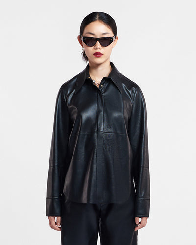 Naum - Okobor™ Alt-Leather Shirt - Black
