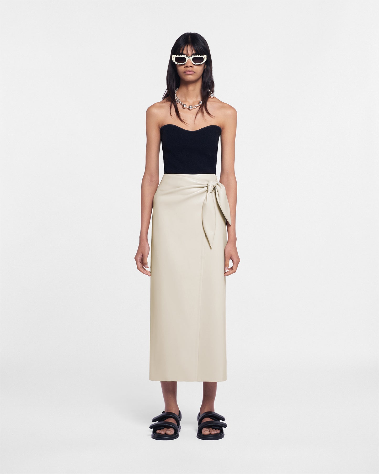 Amas - Okobor™ Alt-Leather Sarong Skirt - Creme