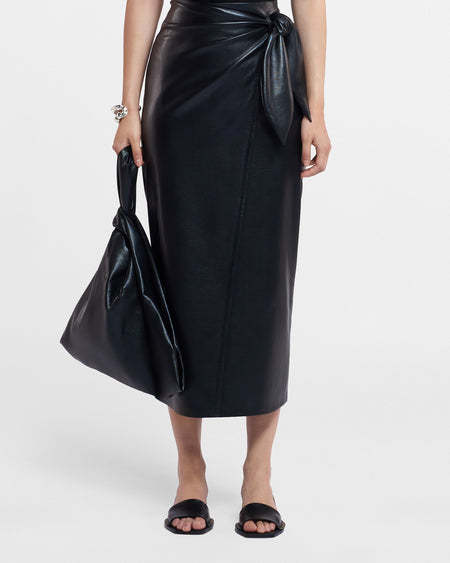 Amas - Okobor™ Alt-Leather Sarong Skirt - Black