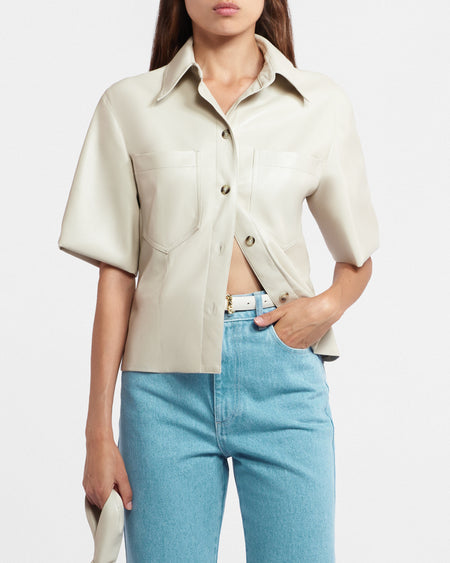 Sabine - Okobor™ Alt-Leather Short Sleeve Shirt - Creme