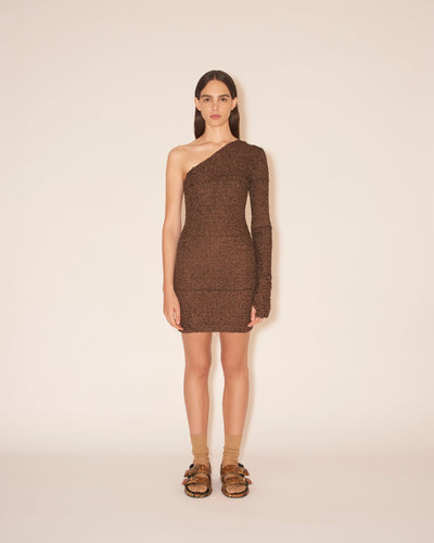 Mitra - One Shoulder Dress - Brown