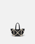 Origami Tote Mini - Alt-Nappa Crochet Tote - Black/Crème