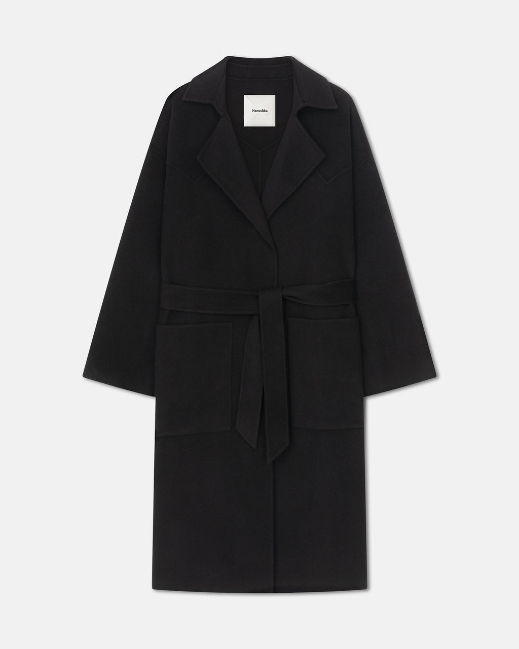 Alamo - Wool Silk Blend Robe Coat - Black