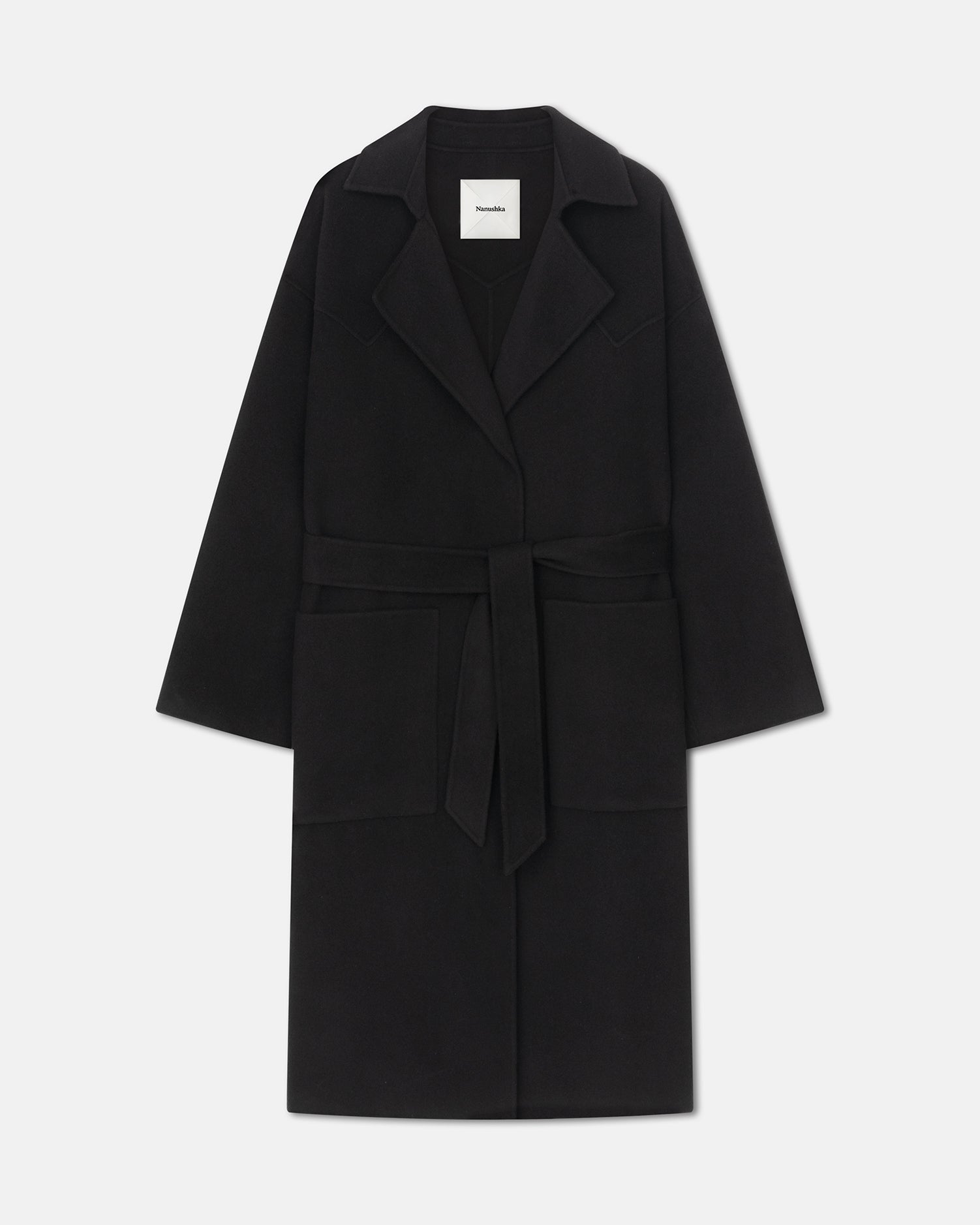 Alamo - Wool Silk Blend Robe Coat - Black
