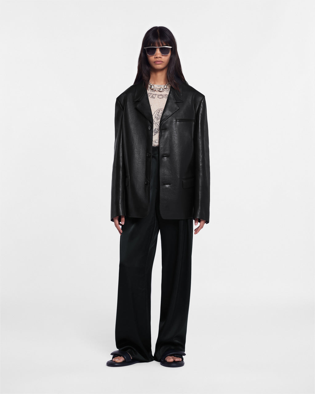 Rox - Regenerated leather blazer - Black