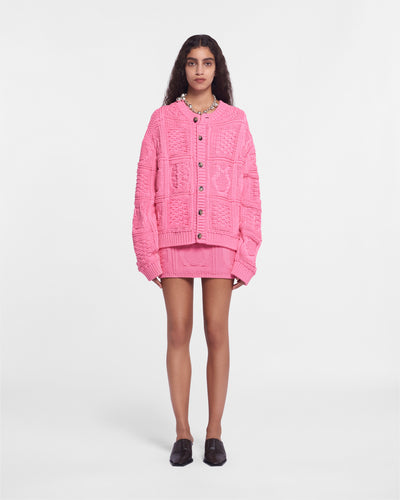 Colinda - Sale Cable-Knit Cotton-Blend Mini Skirt - Pink