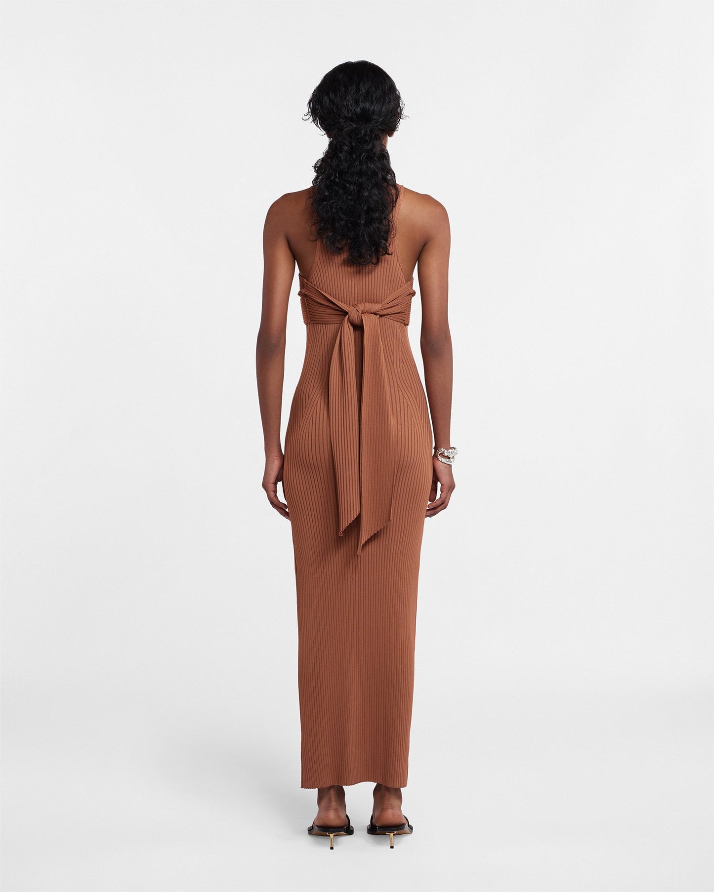 Denice - Twist-Detail Dress - Chestnut Pf23