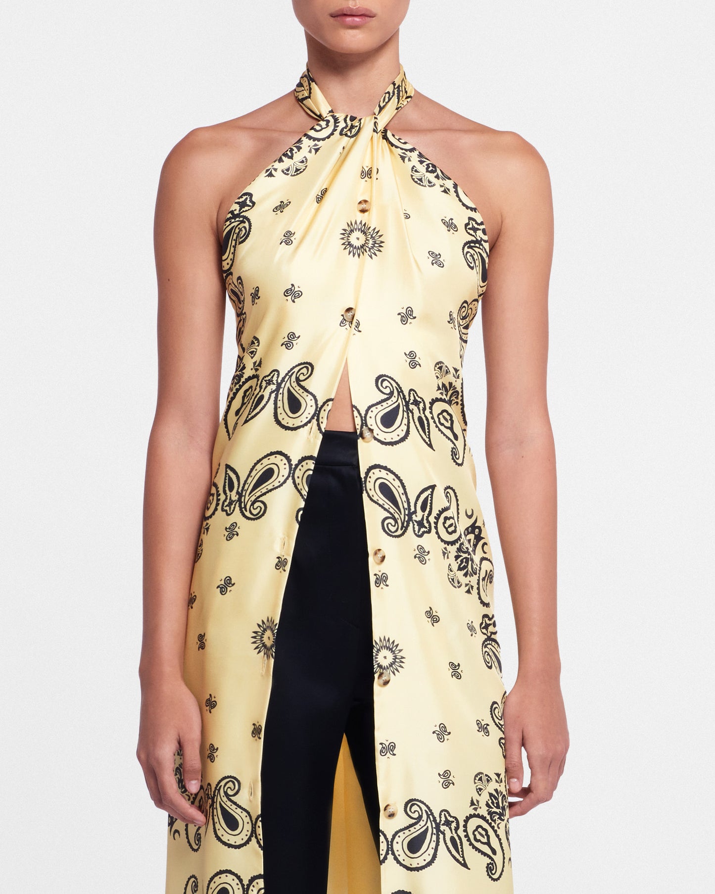 Elima - Silk-Twill Halterneck Dress - Bandana Large Scale