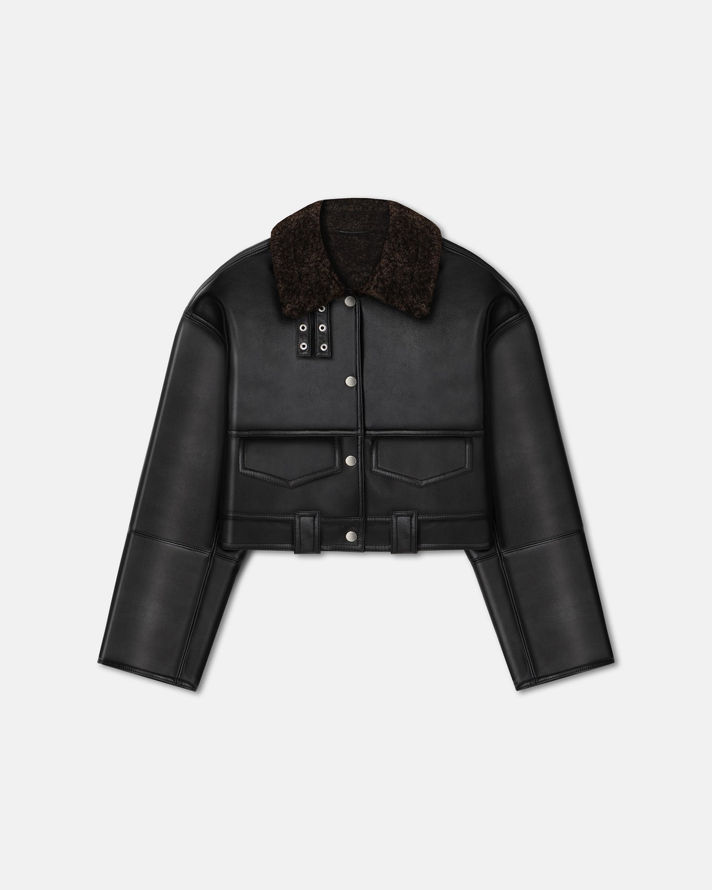 Karla - Regenerated Leather Jacket - Black Brown
