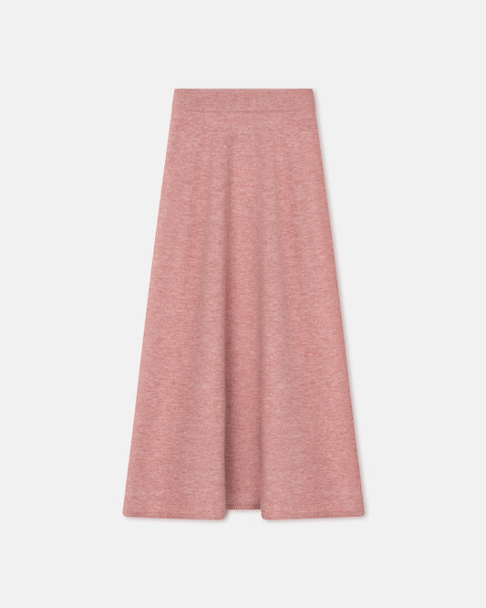 Fenne - Sale Mid-Length Alpaca Skirt - Pink Alpaca