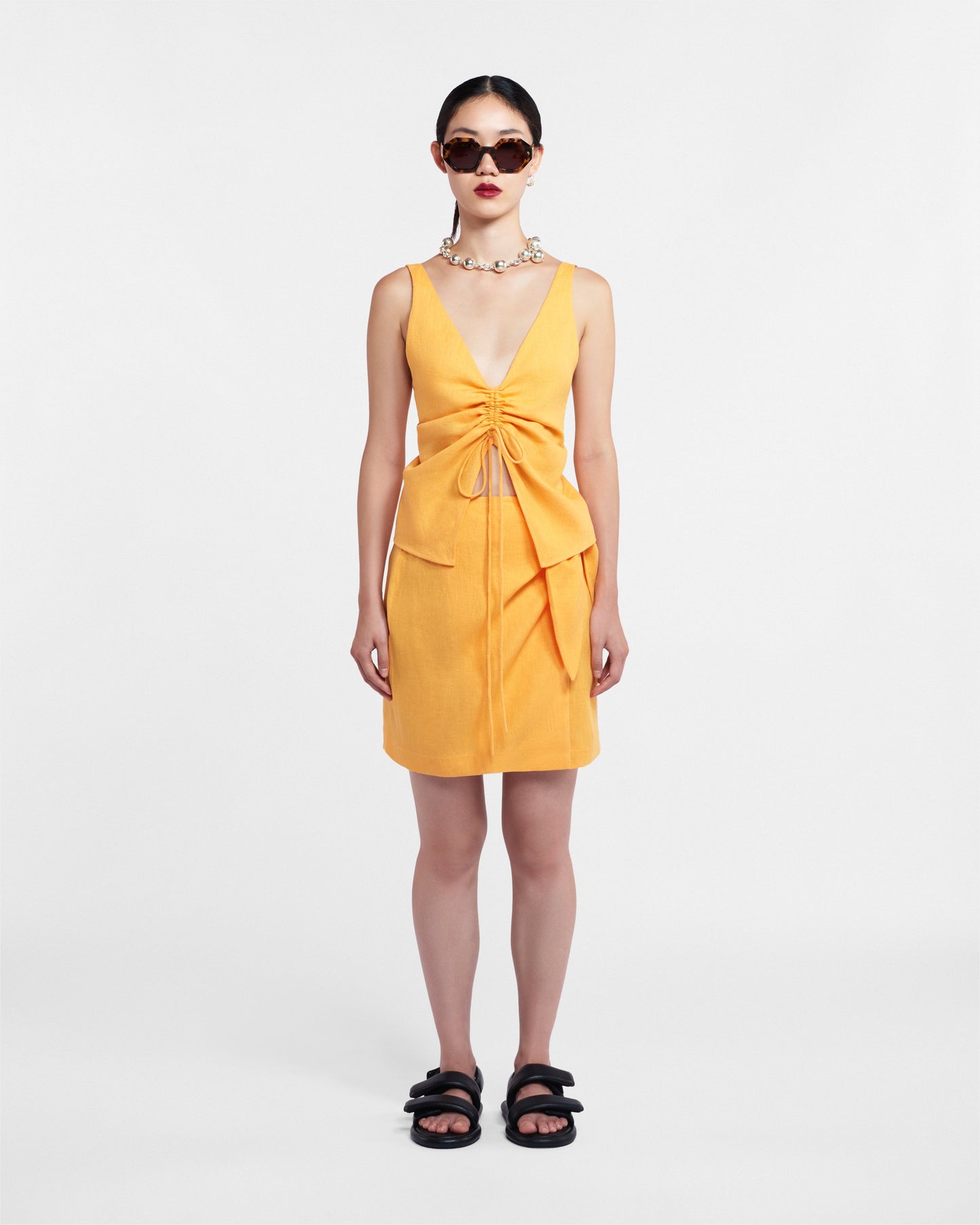 Keona - Linen Wrap Skirt - Orange Pf23