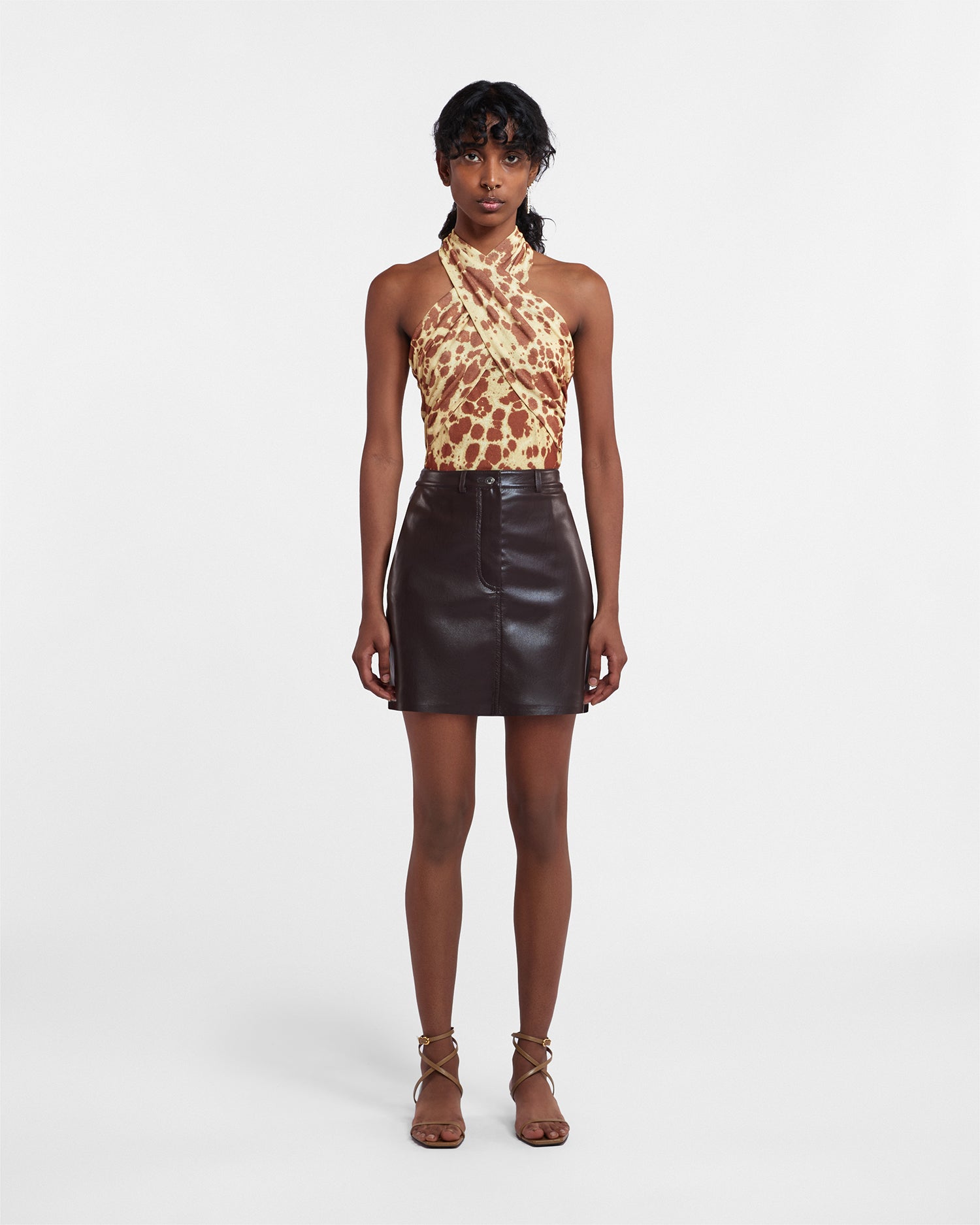Miray - Sale Okobor™ Alt-Leather Mini Skirt - Coffee Ground – Nanushka