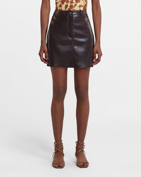 Miray - Okobor™ Alt-Leather Mini Skirt - Coffee Ground