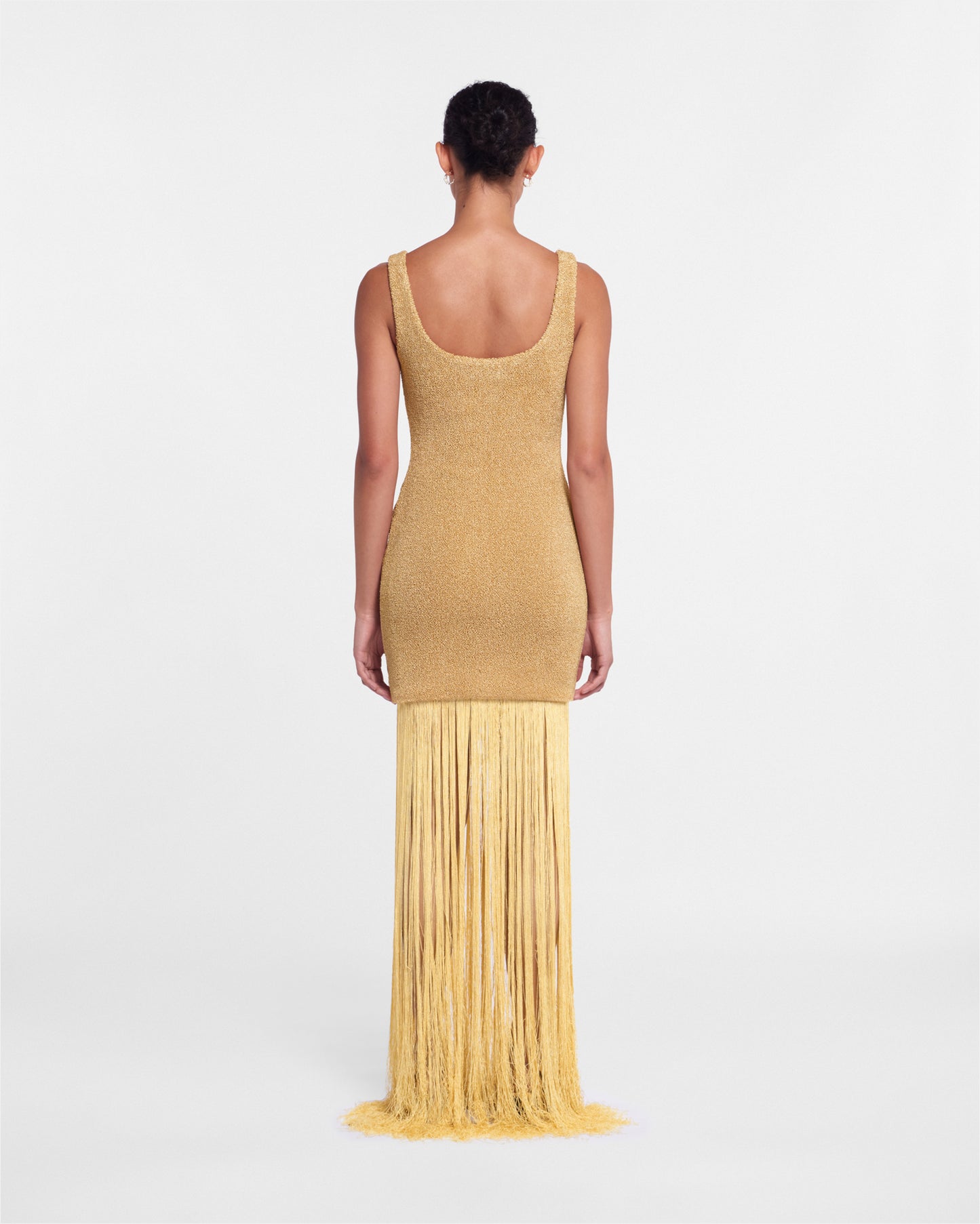 Karya - Fringed Jersey Mini Dress - Natural Raffia
