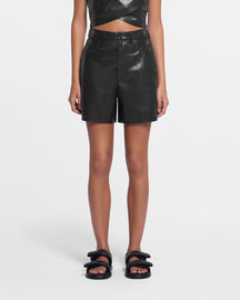 Leana - Okobor™ Alt-Leather Shorts - Black