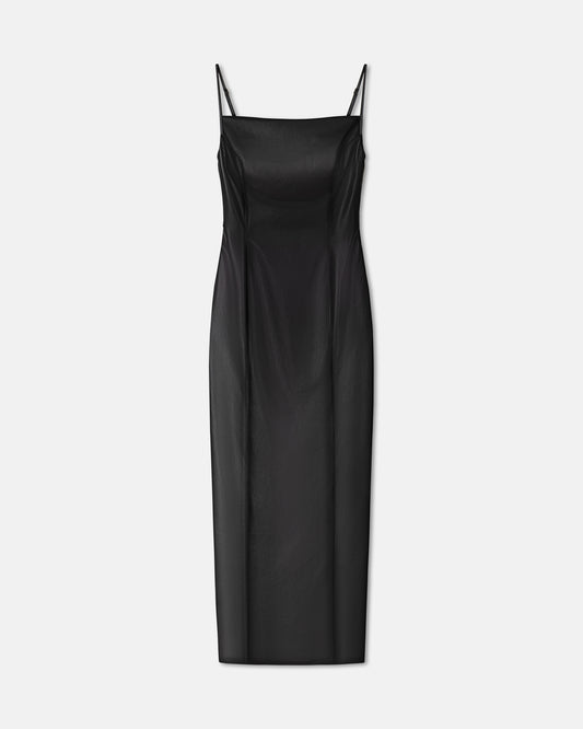 Ilara - Square Neck Okobor™ Alt-Leather Dress - Black