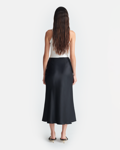 Razi - Slip Satin Midi Skirt - Black