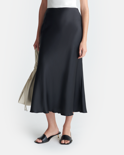 Razi - Slip Satin Midi Skirt - Black
