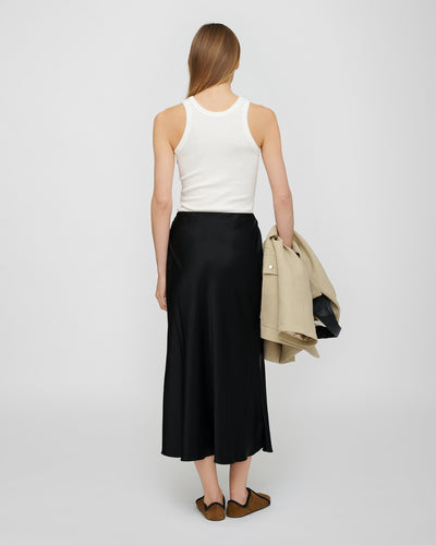 Razi - Slip Satin Midi Skirt - Black