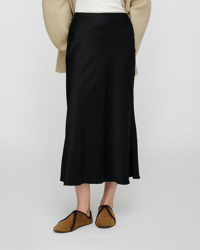 Razi - Slip Satin Midi Skirt - Black