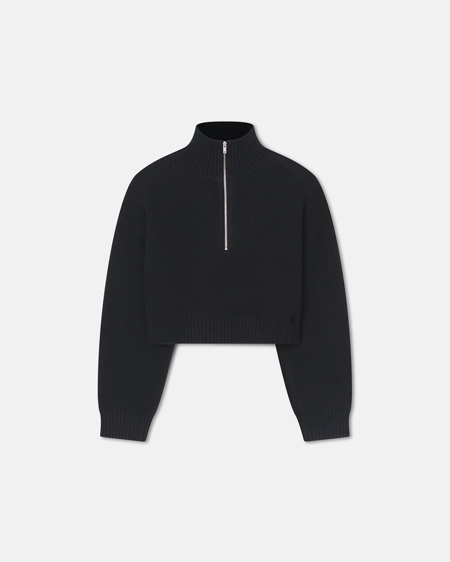 Sonore - Cropped Quarter Zip Sweater - Black