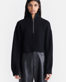 Sonore - Cropped Quarter Zip Sweater - Black – Nanushka Sonore - Cropped Quarter Zip Sweater - Black – Nanushka