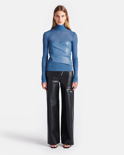 Kynlee - Mesh Jersey And Okobor™ Alt-Leather Top - Blue