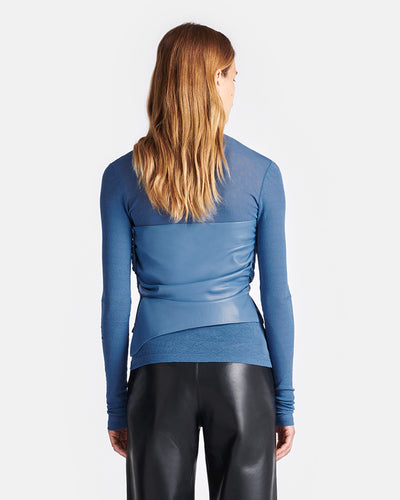 Kynlee - Mesh Jersey And Okobor™ Alt-Leather Top - Blue