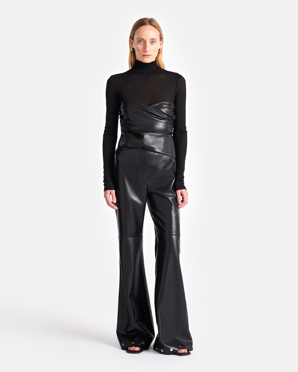 Kynlee - Mixed fabric turtleneck top - Black