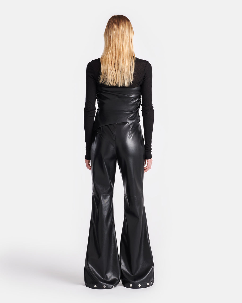 Kynlee - Mixed fabric turtleneck top - Black