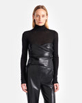 Kynlee - Mixed fabric turtleneck top - Black