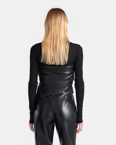 Kynlee - Mesh Jersey And Okobor™ Alt-Leather Top - Black