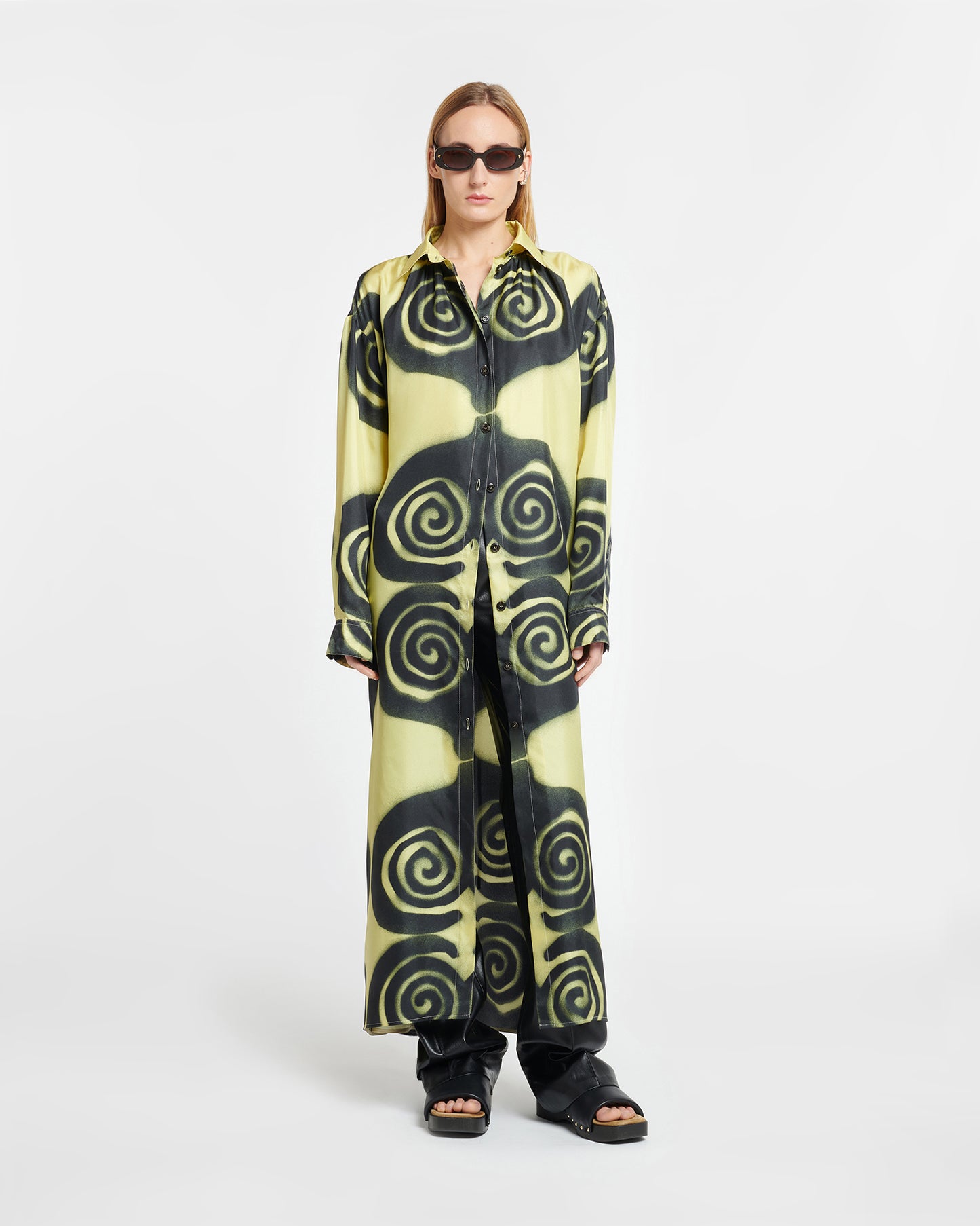 Angy - Printed Silk-Twill Shirt Dress - Spiral Spray