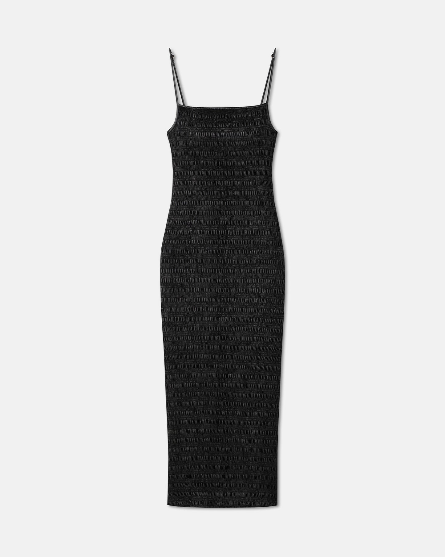 Barra - Smocked Okobor™ Alt-Leather Midi Dress - Black