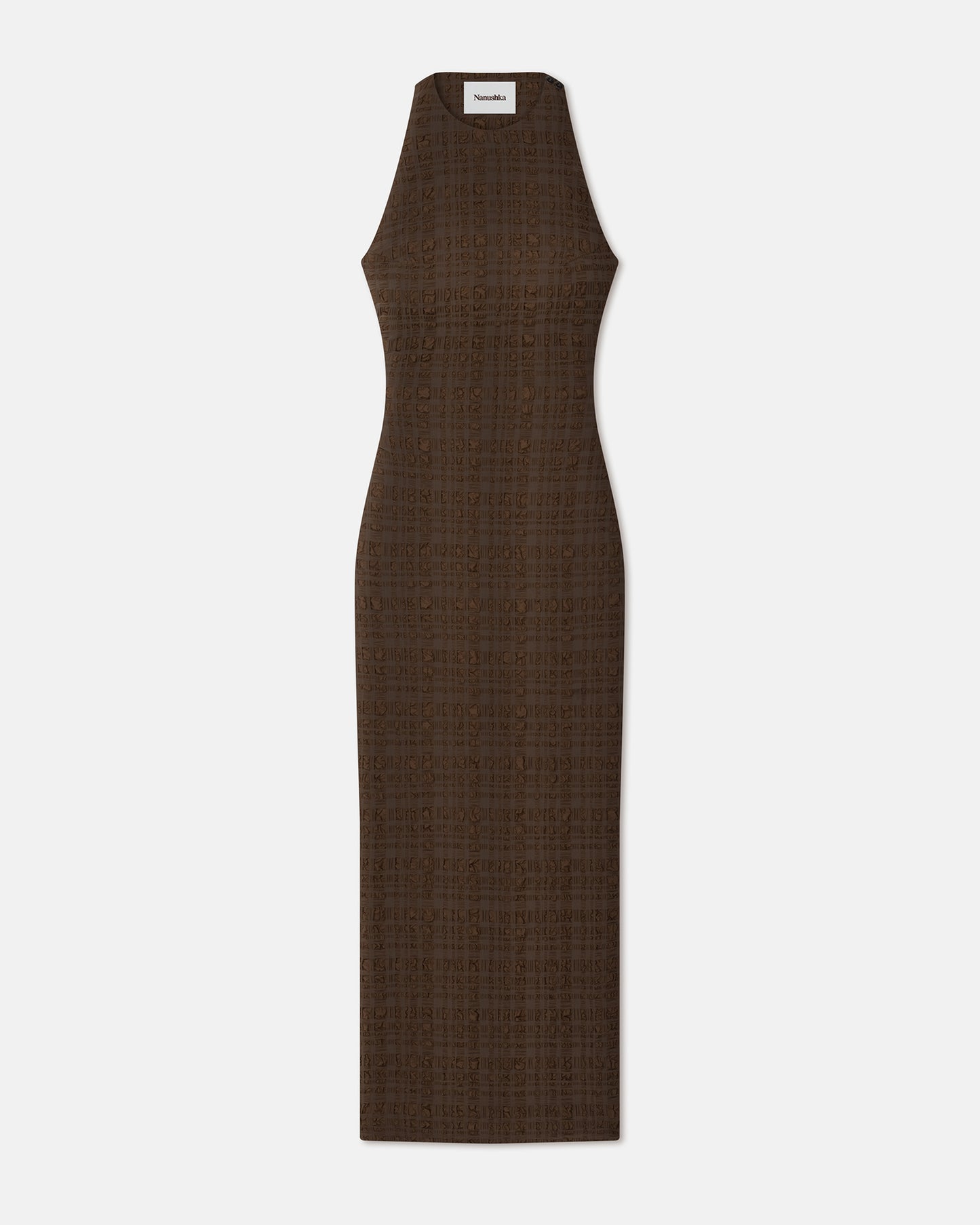 Sterre - Seersucker Midi Dress - Dark Brown