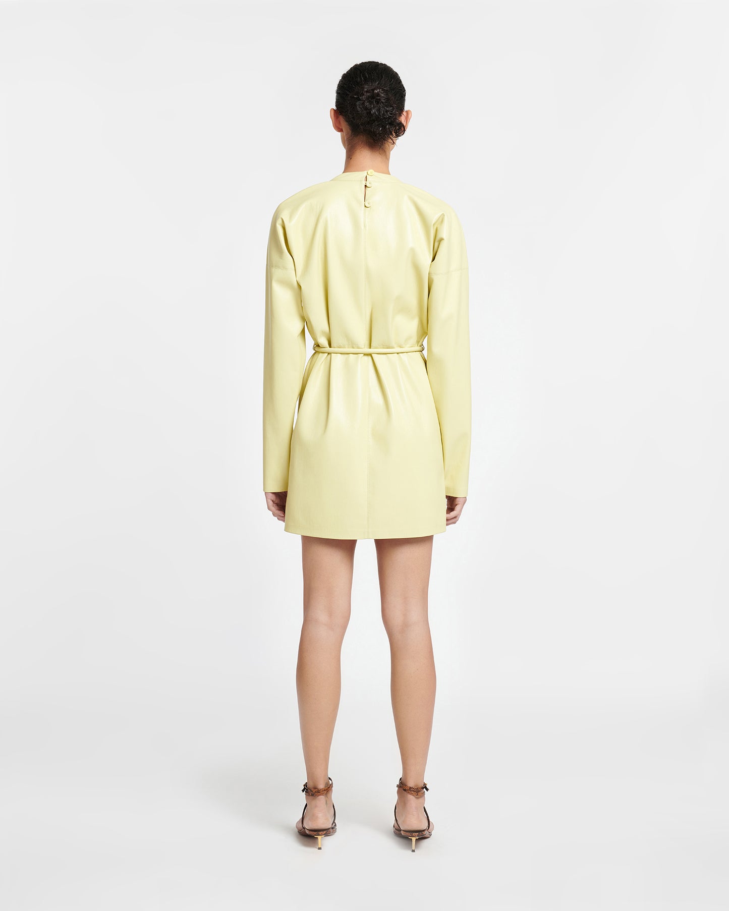 Vanessa - Okobor™ Alt-Leather Mini Dress - Lemongrass
