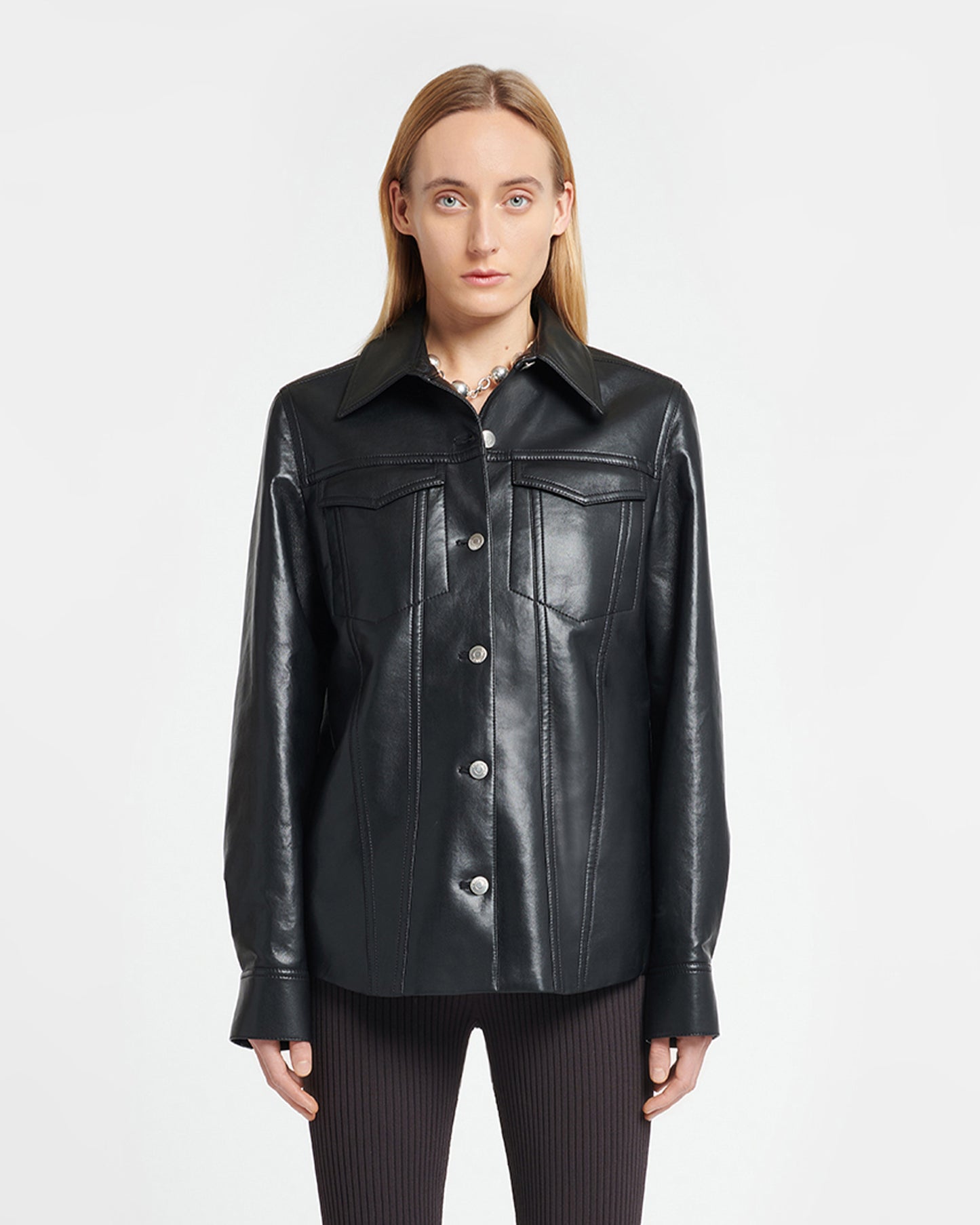 Rocio - Regenerated Leather Overshirt - Black