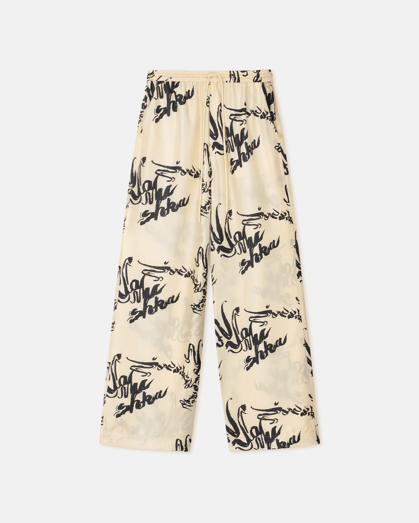 Jarine - Printed Twill Silk Pants - Calligraphy Creme