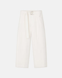 Radia - Belted Twill Pants - White