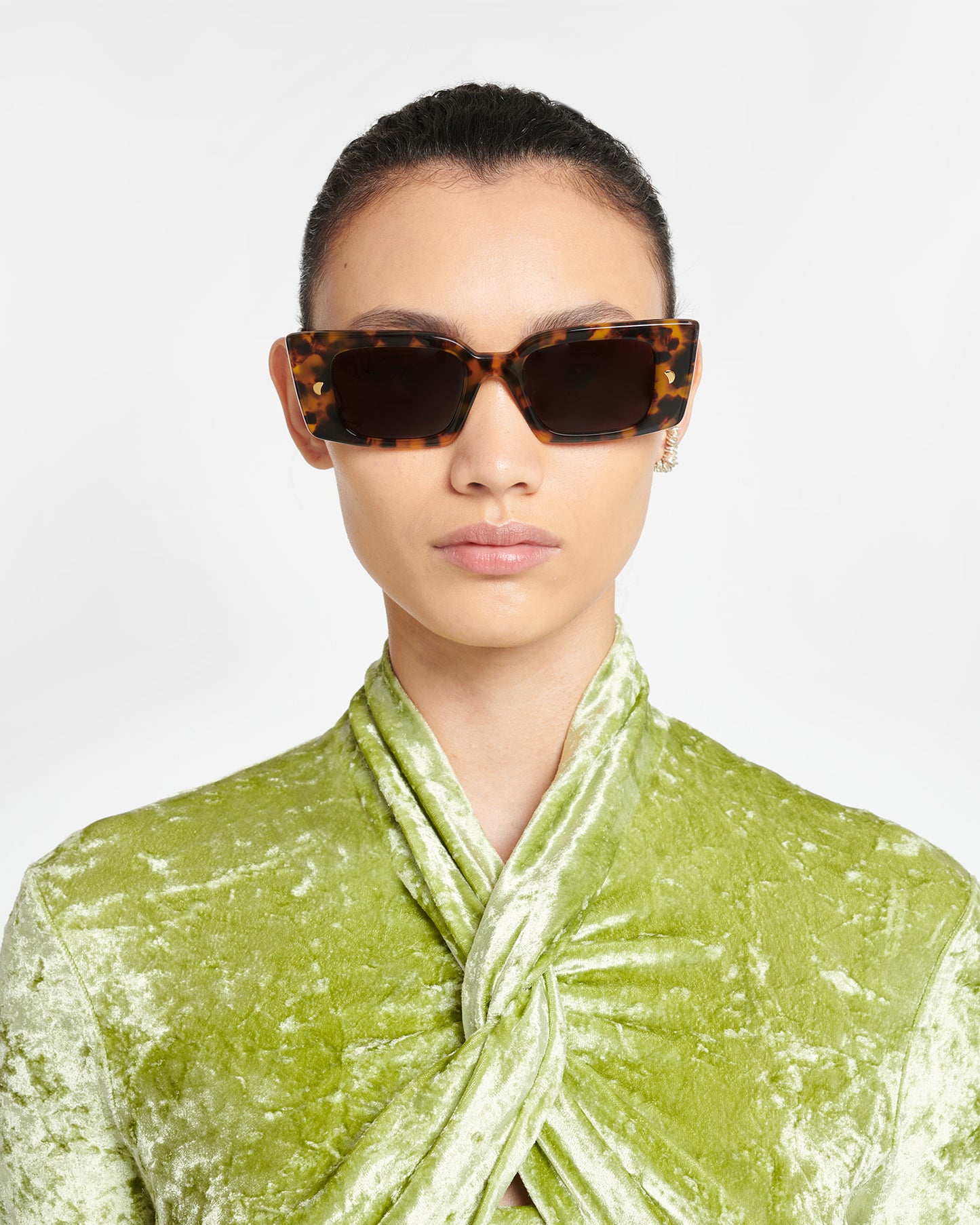 Carmel - Bio-Plastic Rectangle-Frame Sunglasses - Dark Amber