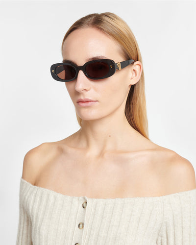 Aliza - Bio-Plastic Oval-Frame Sunglasses - Black