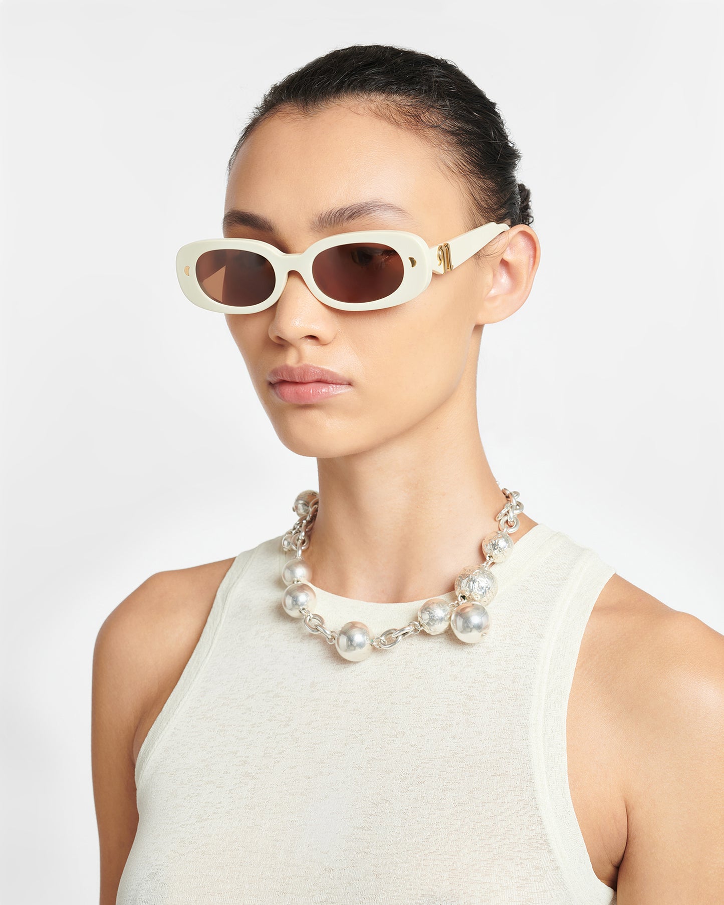 Aliza - Bio-Plastic Oval-Frame Sunglasses - Shell