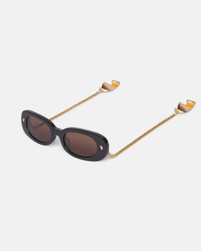 Aliza Charm - Bio-Plastic Oval Sunglasses - Off Black