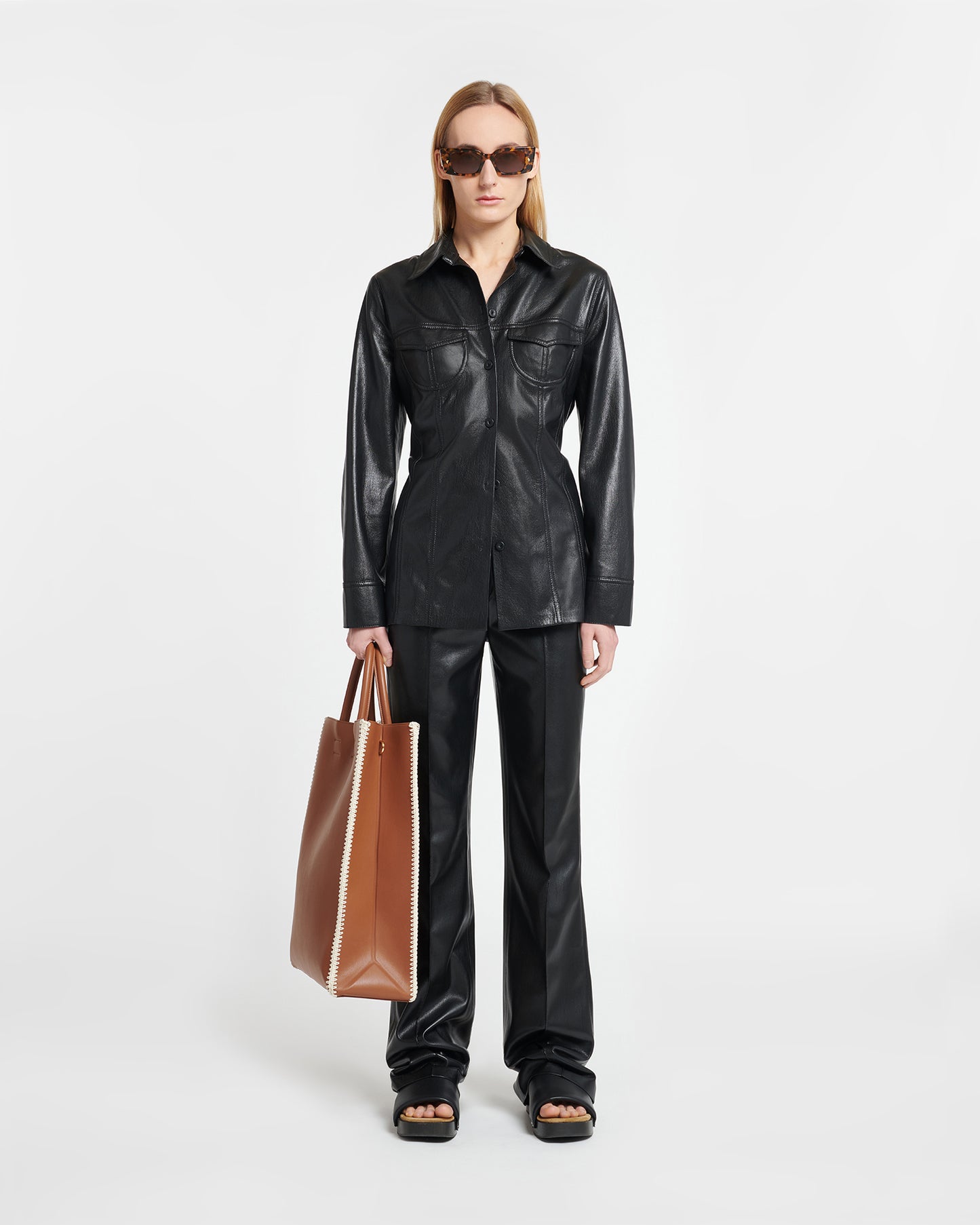 Karline - Okobor™ Alt-Leather Shirt - Black