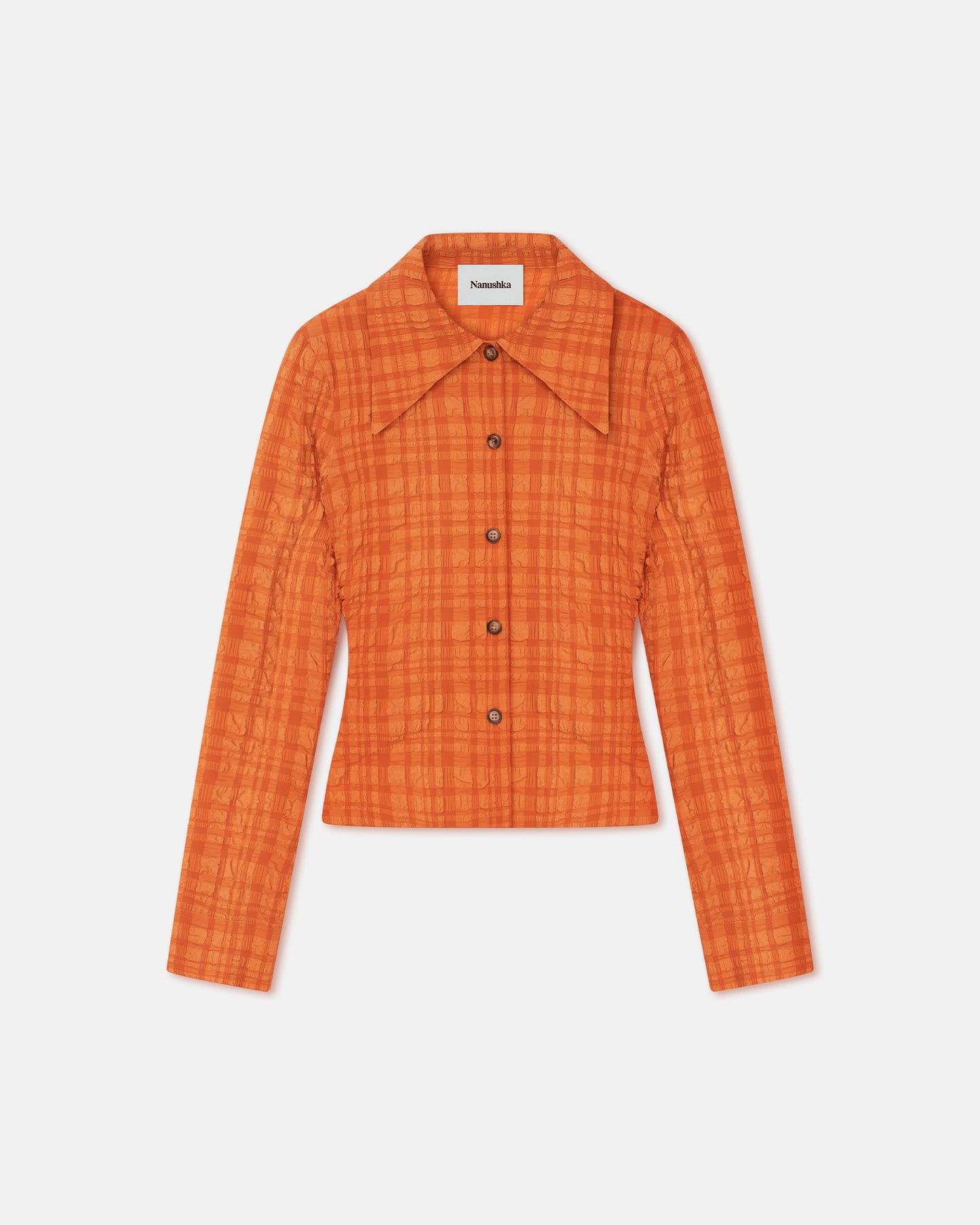 Lotte - Checked Seersucker Shirt - Sunset Orange